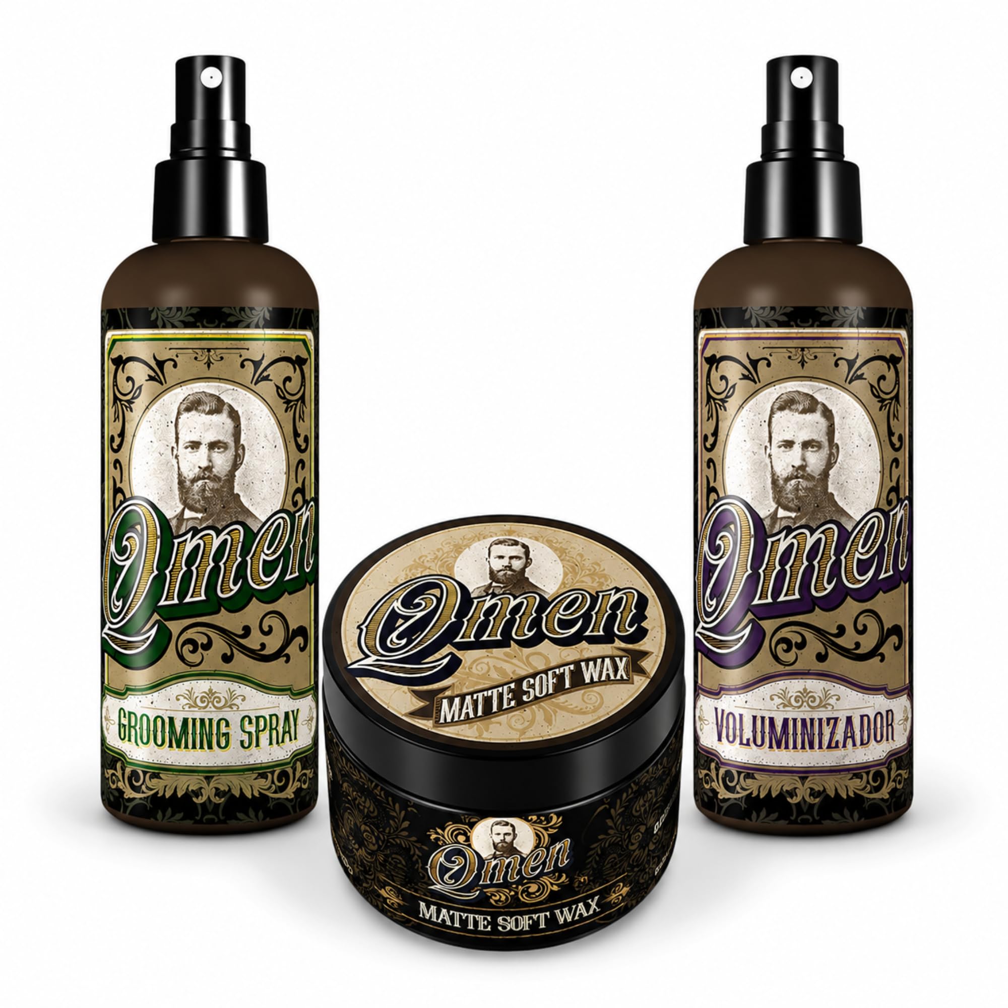 QMEN Kit Surf Texture Hombre – Sea Salt Spray 250ml + Spray Voluminizador 250ml + Cera Mate Flexible 100ml | Volumen Natural, Ondas Surferas y Acabado Mate Profesional | Styling Barbería Premium