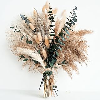 Pampas Grass Decoration - Daily Dining Room Table Decoration - Table Decoration & Dried Flowers Green Pampas Grass Small for Living Room Decorative Flowers Artificial & Summer Home Decoration in Boho