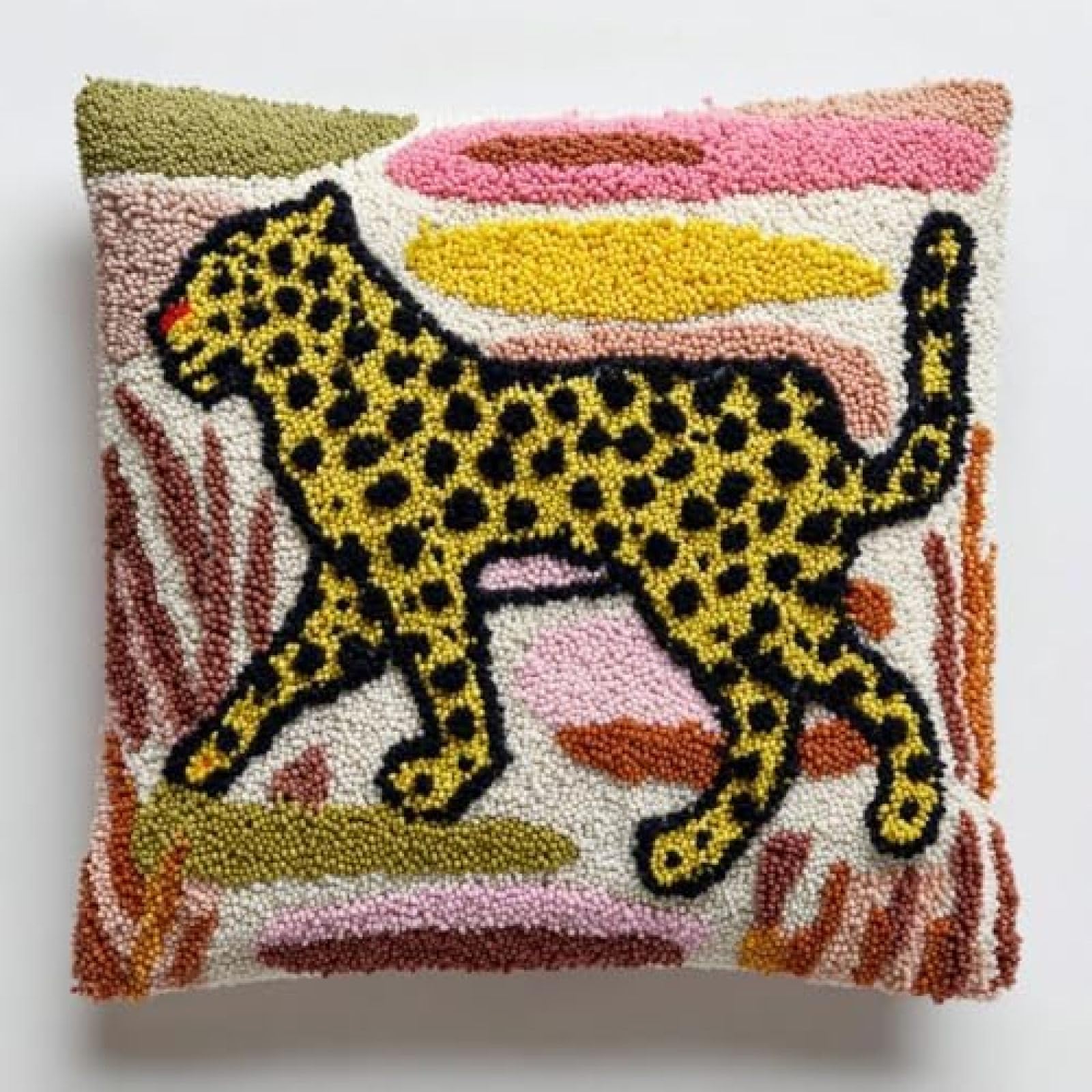 Taxpy Latch Hook Cushion Kit DIY Leopard and Sunset Background Cushion Cover 43x43cm,Beginner Friendly Craft Kit with Preprinted Patterns,Pillowcase for Adults & Beginners,Home Decor-7