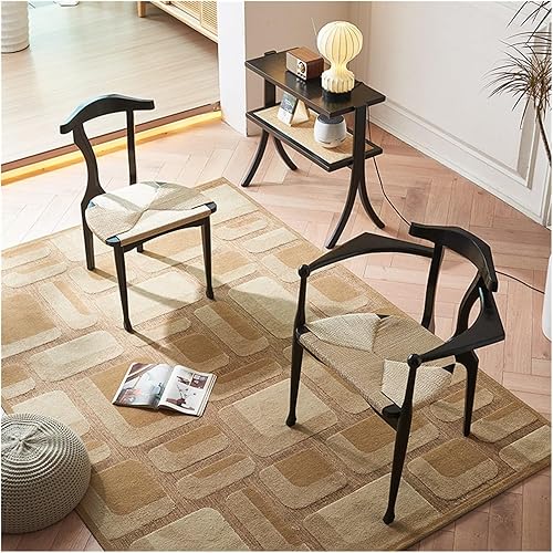 Miniatura 4 de sillas de comedor Cuerda de cáñamo Silla de comedor Hogar Moderno Simple Hotel Restaurante Respaldo de madera maciza Apoyabrazos Negro Fresno Cocina