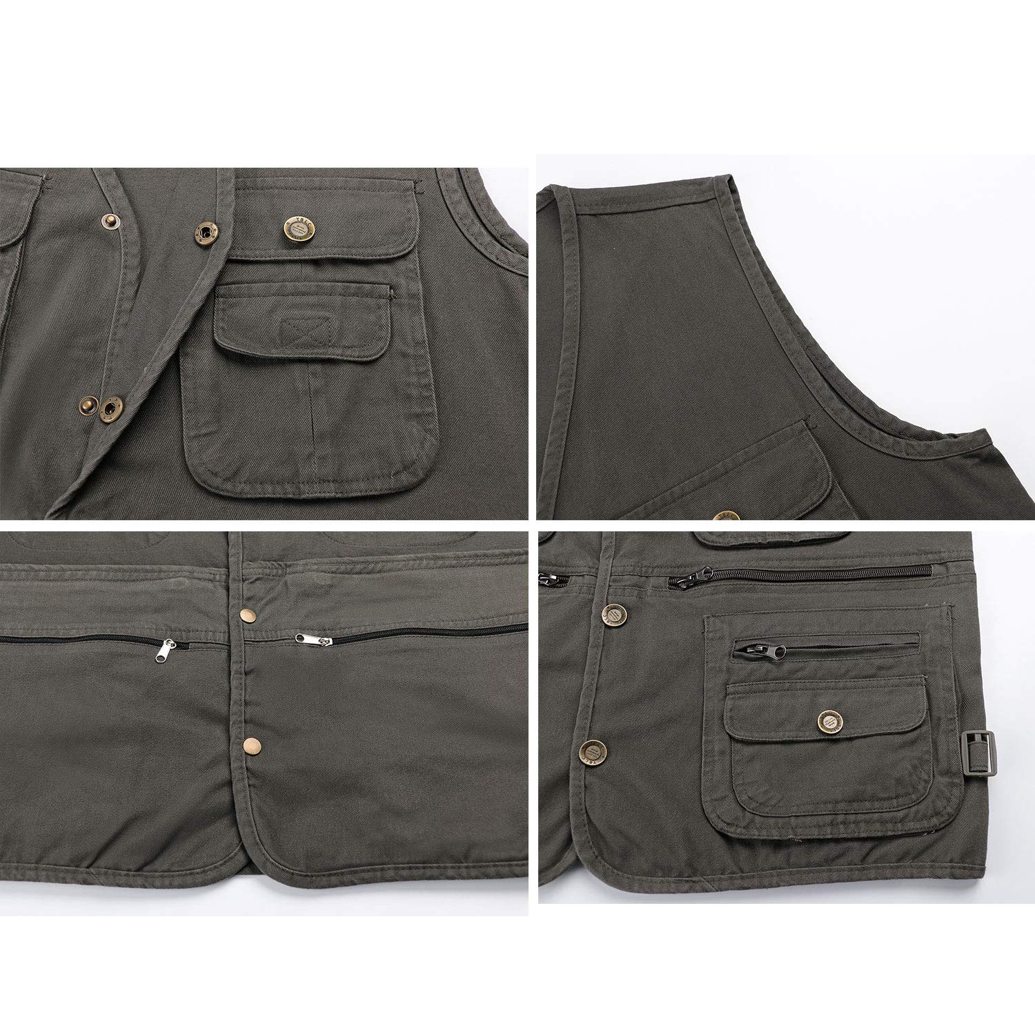Gilet de Chasse pour Homme Gilet de Pêche à bouton Veste Sans Manches Gilet de Sport pour Camping Pêche Chasse Photographie