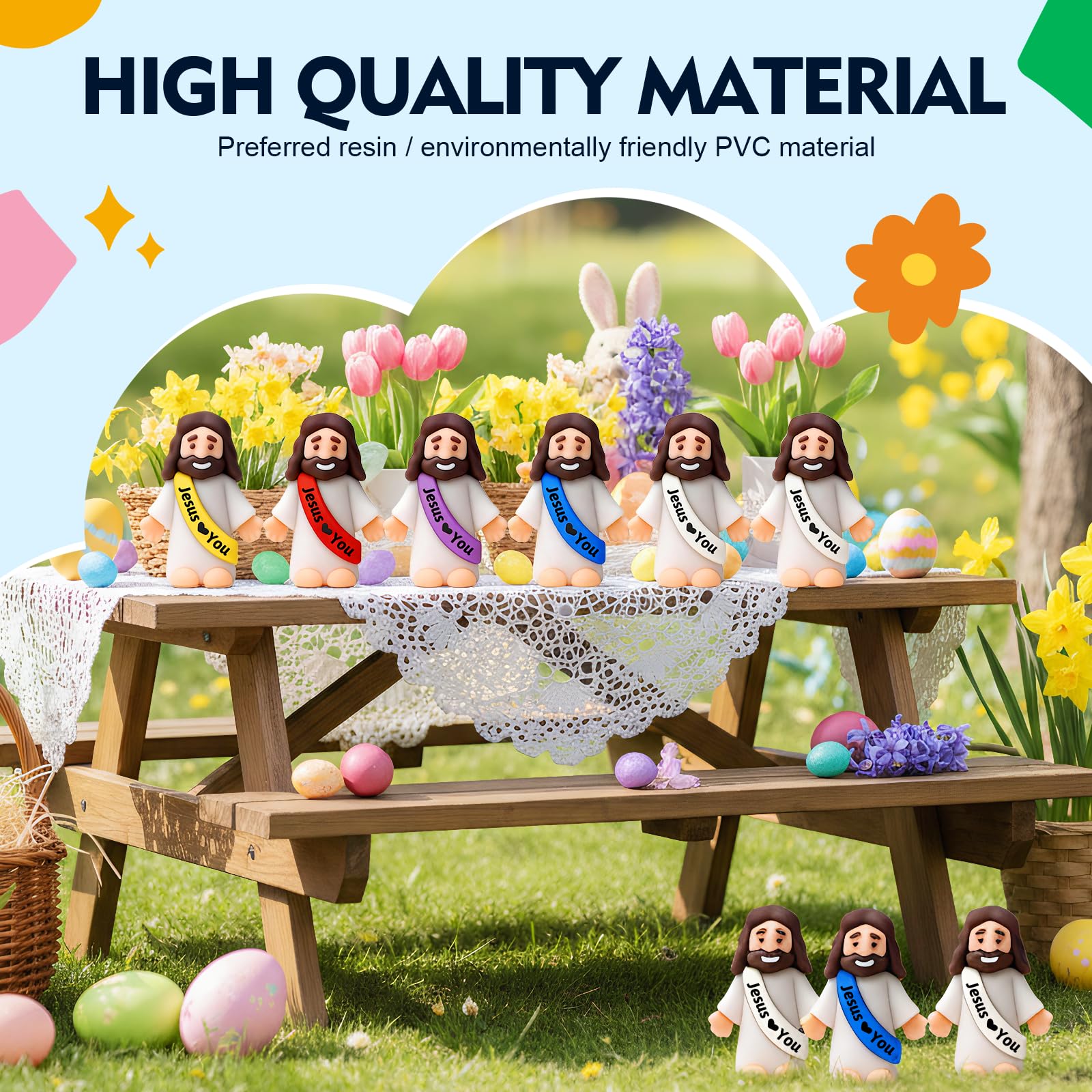 50 Figuras de Jesús de bebé, Figuras de Jesús Multicolor, religiosos clásicos de Cristo Salvador Jesús?Manualidades Regalos de Bautismo Rellenos de Huevos de Pascua