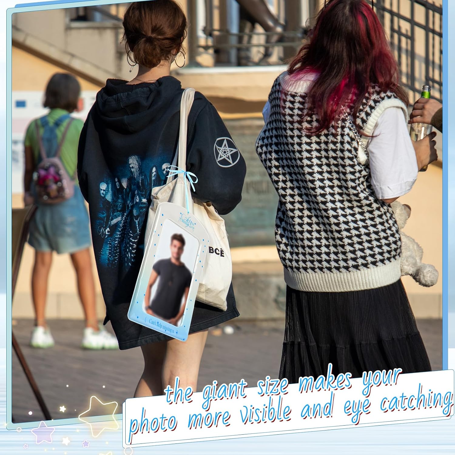 Giant Kpop Photocard Holder A4 Inch Fun Photo Card Holder Big Idol Album Photocard Holder Bag with Ribbon Concerts DIY Artists' Giant Photos Music Festivals Kpop Fan(Dot)