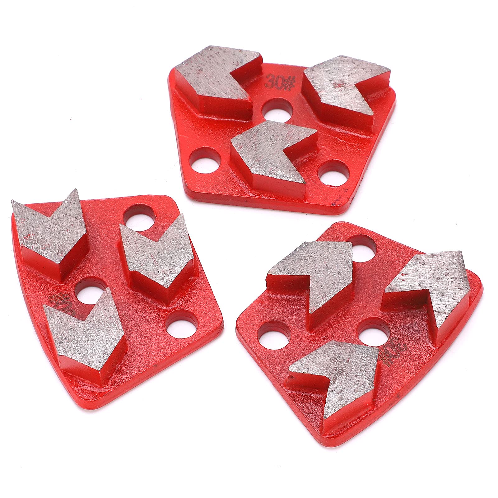 Generic Chaussures de Meulage Diamantées, Conception Trapézoïdale Agressive, efficacité de Meulage élevée pour Sol en Béton, Rouge, Maille 30#, Paquet de 3