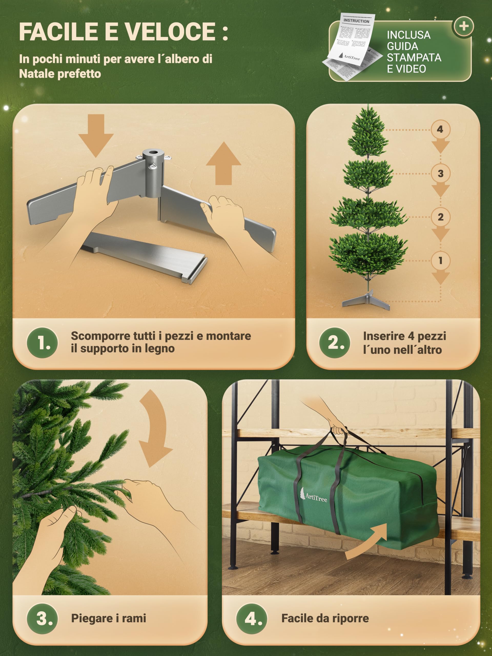 Albero di Natale artificiale [100% stampato a iniezione] - Nordman realistico con cima robusta | christmas tree di prima qualità con supporto in legno certificato FSC (240 cm, Senza illuminazione)