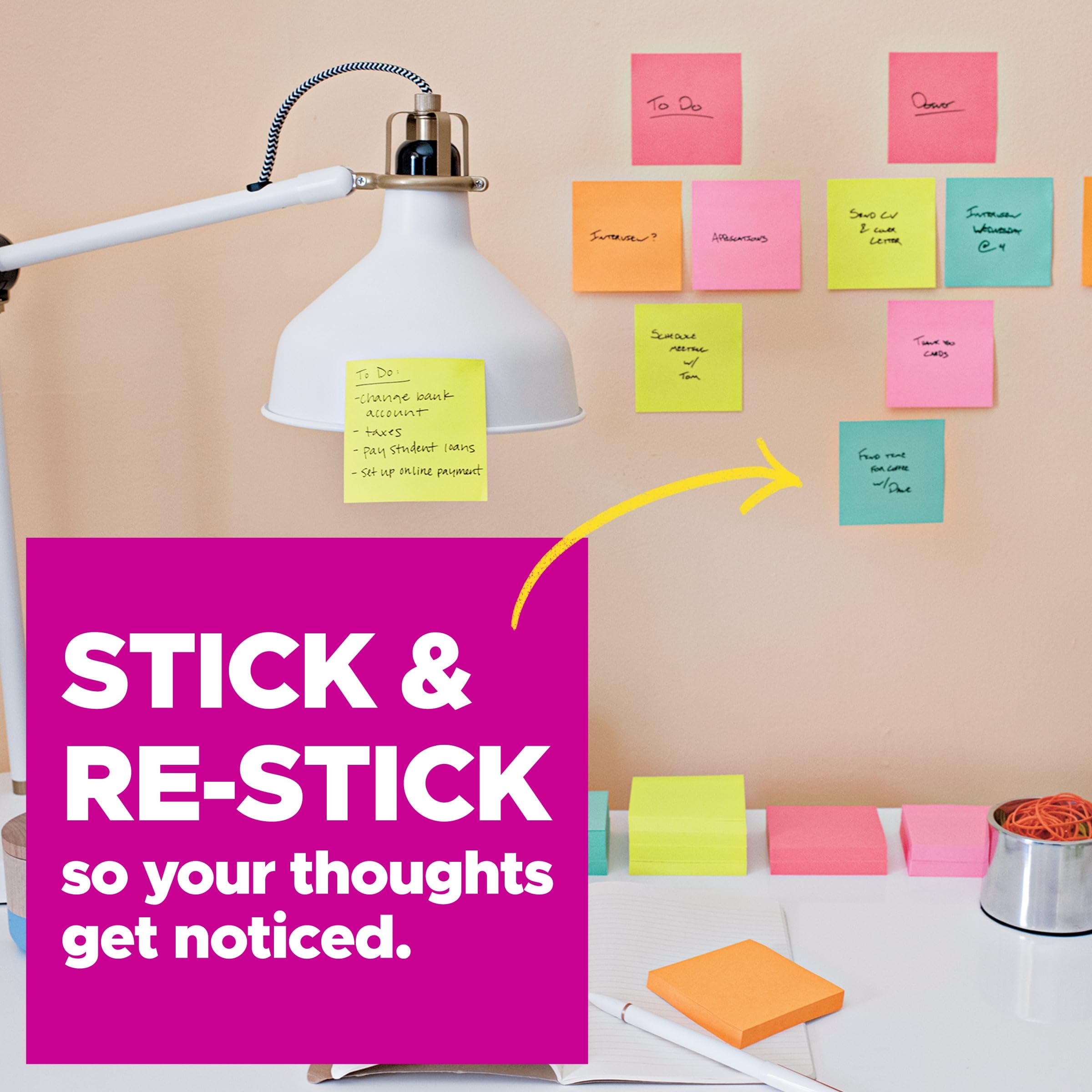 Post-it Super Haftnotizen, 4,8 x 4,8 cm, Energy Boost, 3 Stück | 8 Haftnotizblöcke, insgesamt 24 Stück, für Schulbedarf, Büroprodukte