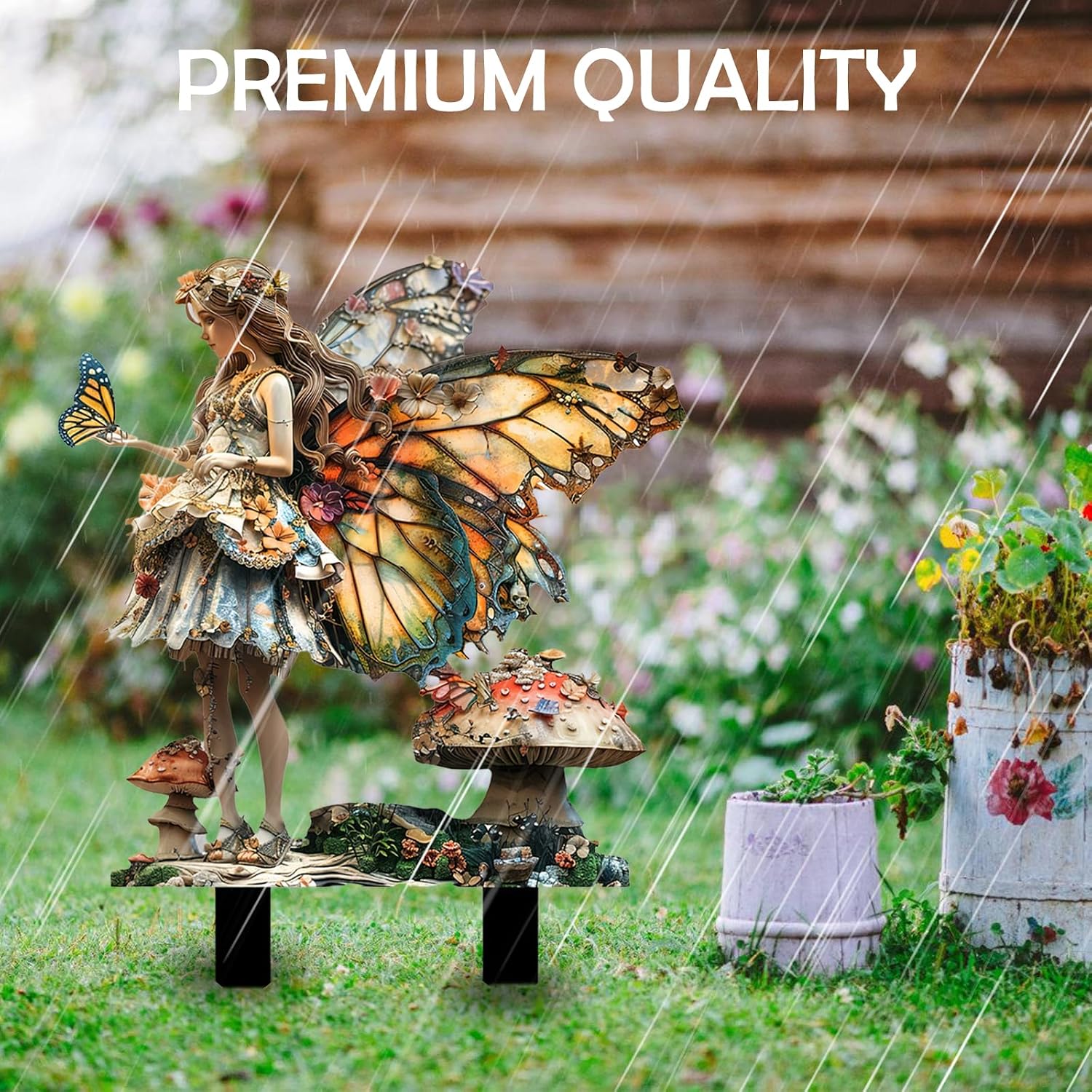 Bohemian Style Butterfly Fairy Garden Stake, 2D Flat Acrylic Outdoor & Indoor Yard Sign, Fairy Garden Decor Panel for Lawn, Plants & Pots, Elf Garden Accessories