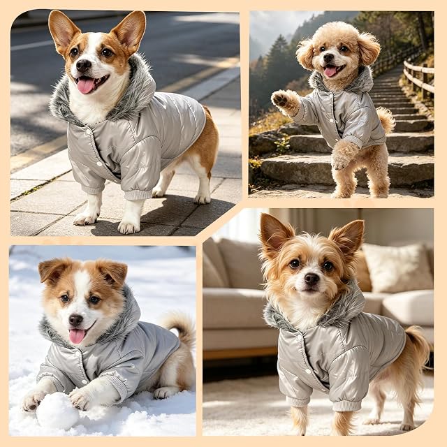 Foto 5 de 6 de PETCUTE Abrigo de Invierno para Perros Forro Polar Cálido Impermeable y Resistente al Viento Traje…