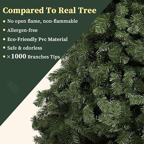 Miniatura 2 de Árbol de Navidad artificial de 6 pies, con 1000 puntas de rama, decoración de fiesta de vacaciones, árbol de Navidad de 1 minuto para oficina en