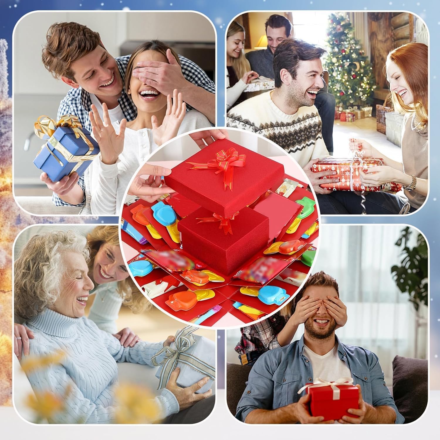 GROTOLY 5 Layer Gift Box, Valentine's Day Multi Layered Explosion Photo DIY Box, Creative Surprise Picture Gift Box for Valentines,Birthday,Memorial Day(Red) - Image 7