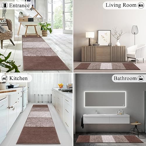 Miniatura 261 de Vaukki Tapete para puerta de entrada, antideslizante, absorbente, atrapador de lodo, tapete para el interior, tapete lavable para puerta de entrada