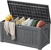 Vista 17 de Devoko Caja de almacenamiento para exteriores de 31 galones, caja de resina impermeable para terraza, con cierre y resistente a los rayos UV