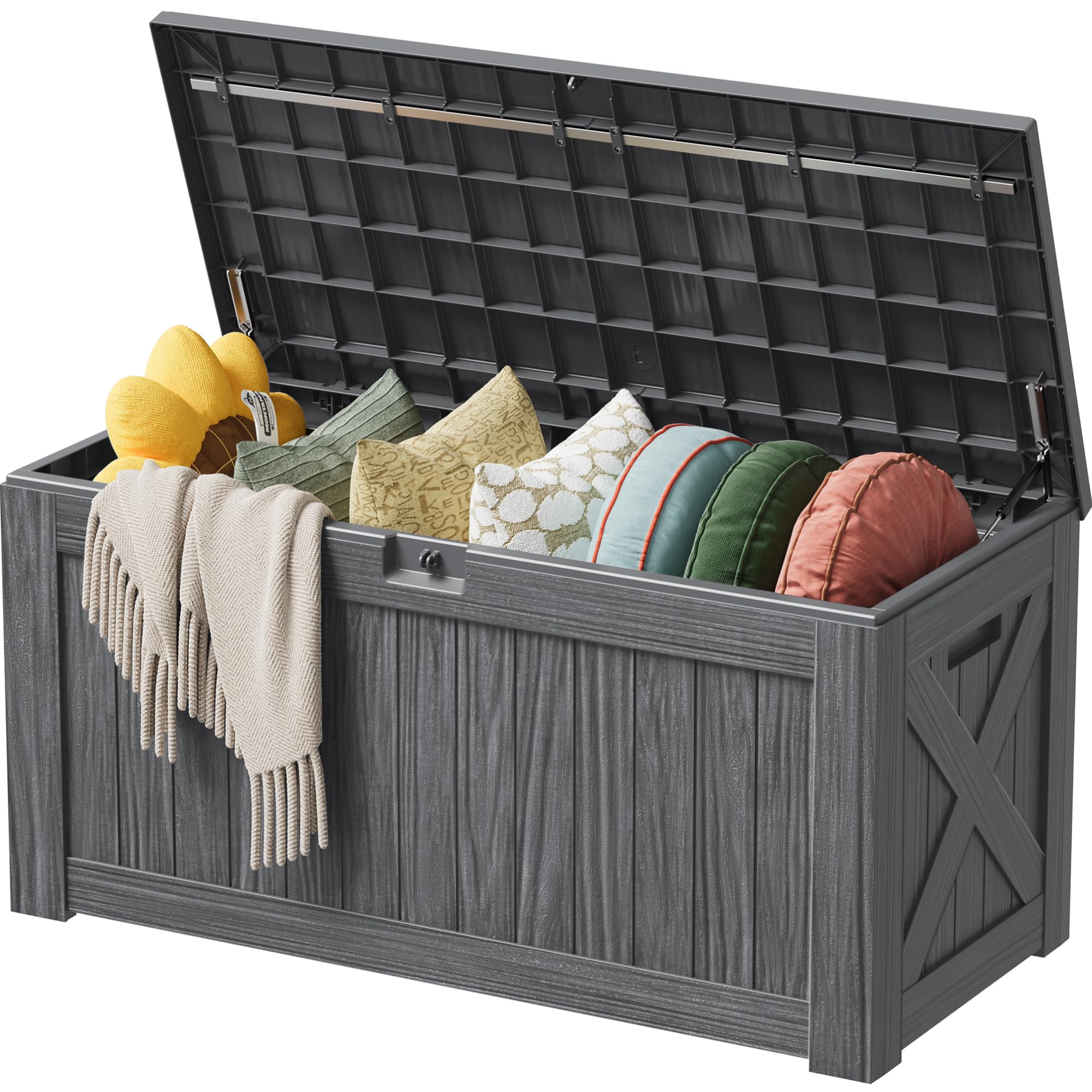 Devoko 125 Gallon Outdoor Storage Box, Waterproof Resin Deck Box