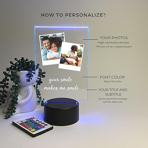 Miniatura 8 de MIRROR MANIA Custom Personalized Photo Collage Picture LED Light Up Stand Home Décor Gift for Her Him Anniversary Wedding Couple Girlfriend