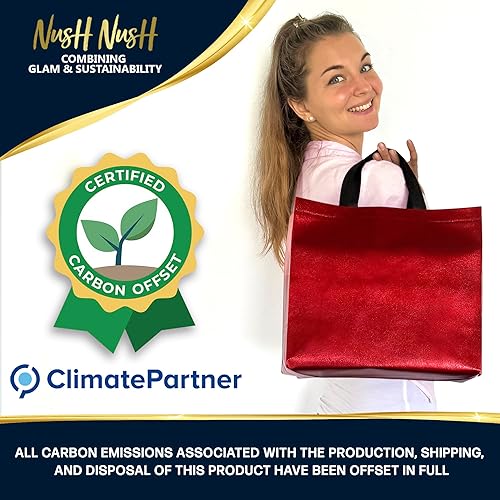 Miniatura 3 de Nush Nush Bolsas de regalo de color rojo brillante de gran tamaño  Juego de 30 bolsas de regalo grandes reutilizables grandes rojas con asas  Bolsa