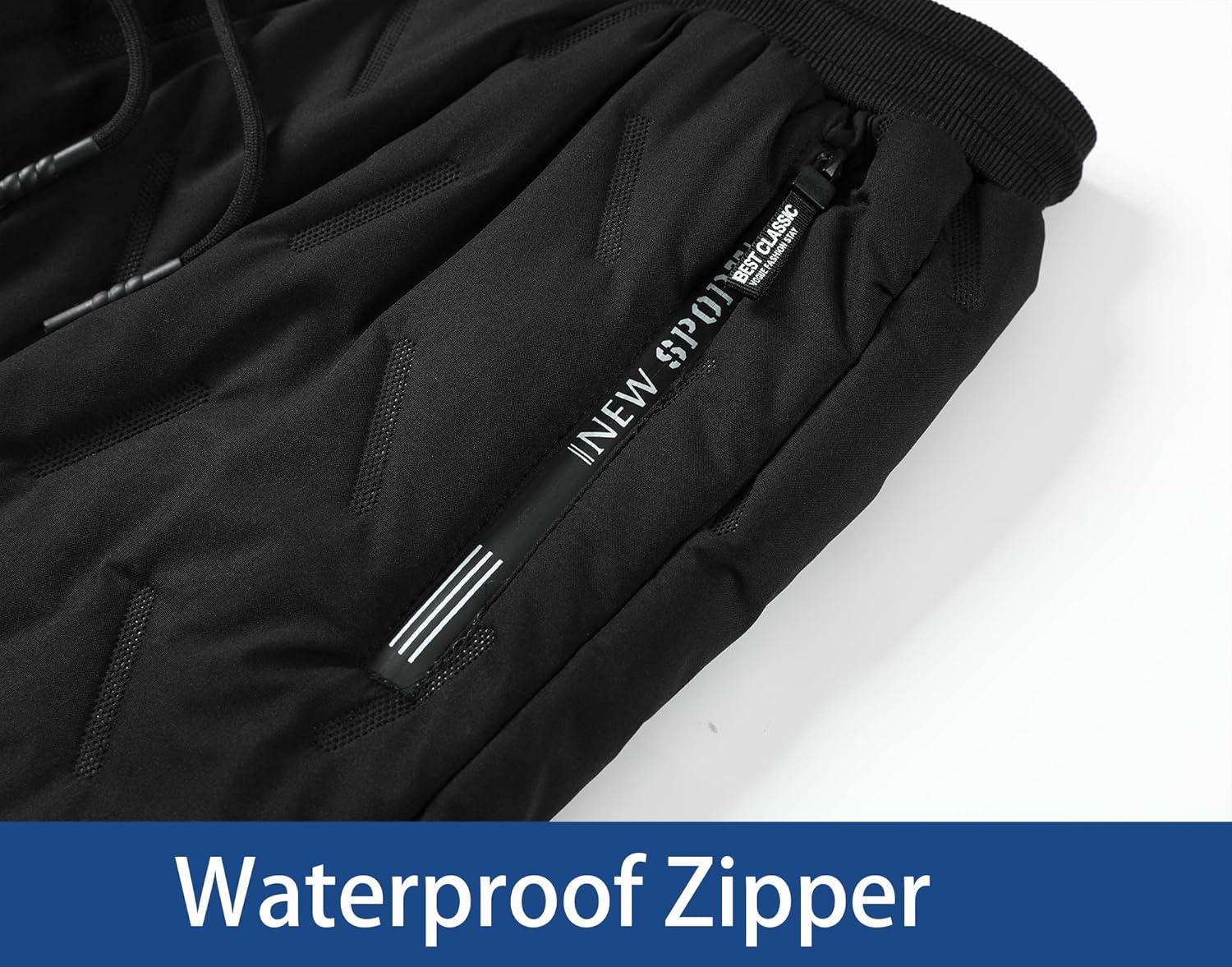 Mens Winter Warm Sweatpants Fleece Sherpa Lined Track Pants Active Thermal Joggers with Zipper Pockets - Image 5