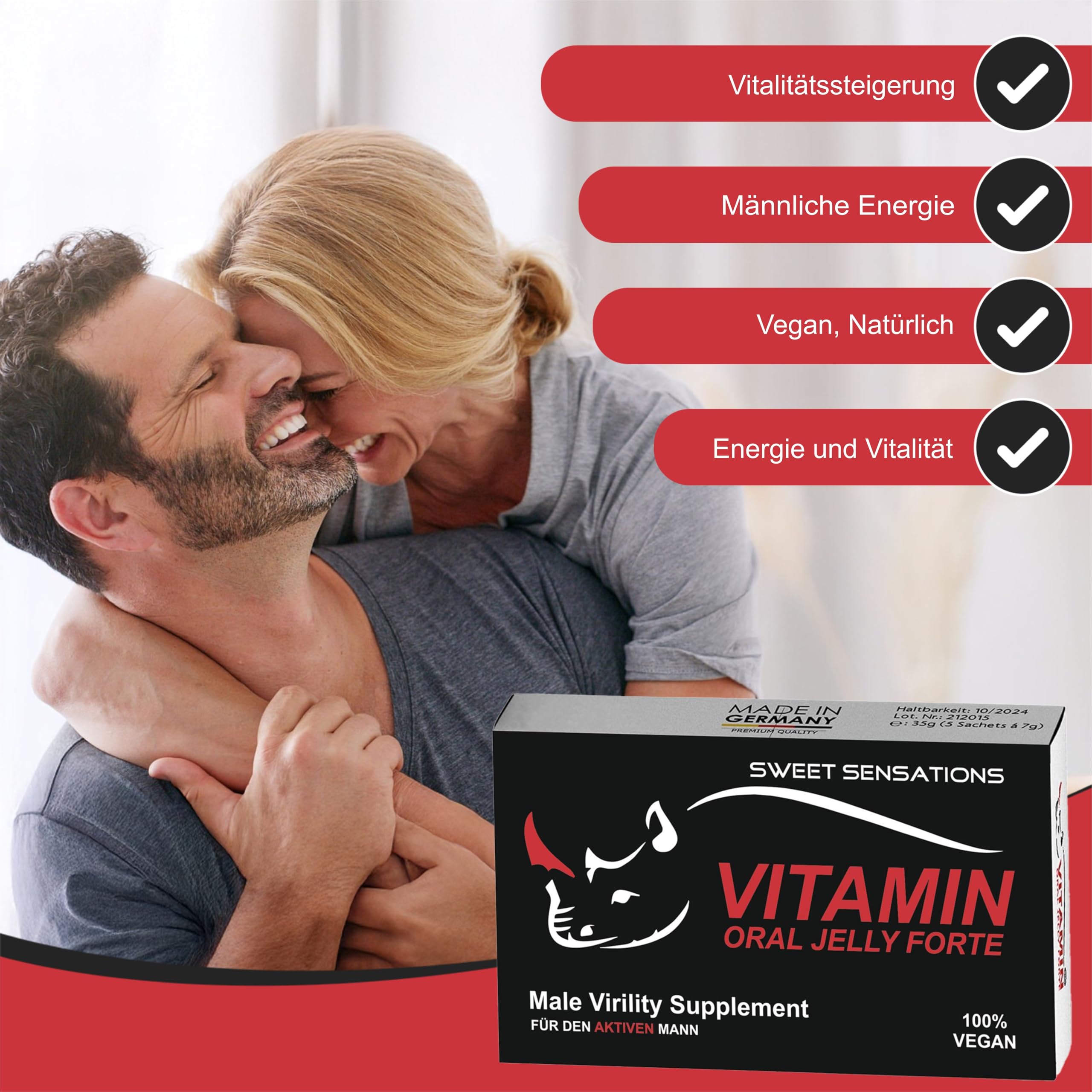 Complejo Vitamínico con Maca con Tribulus, Vitamin Oral Jelly Forte, Fórmula Natural para Hombres Extra Fuerte, HACCP en Alemania, 2 Paquetes de Prueba