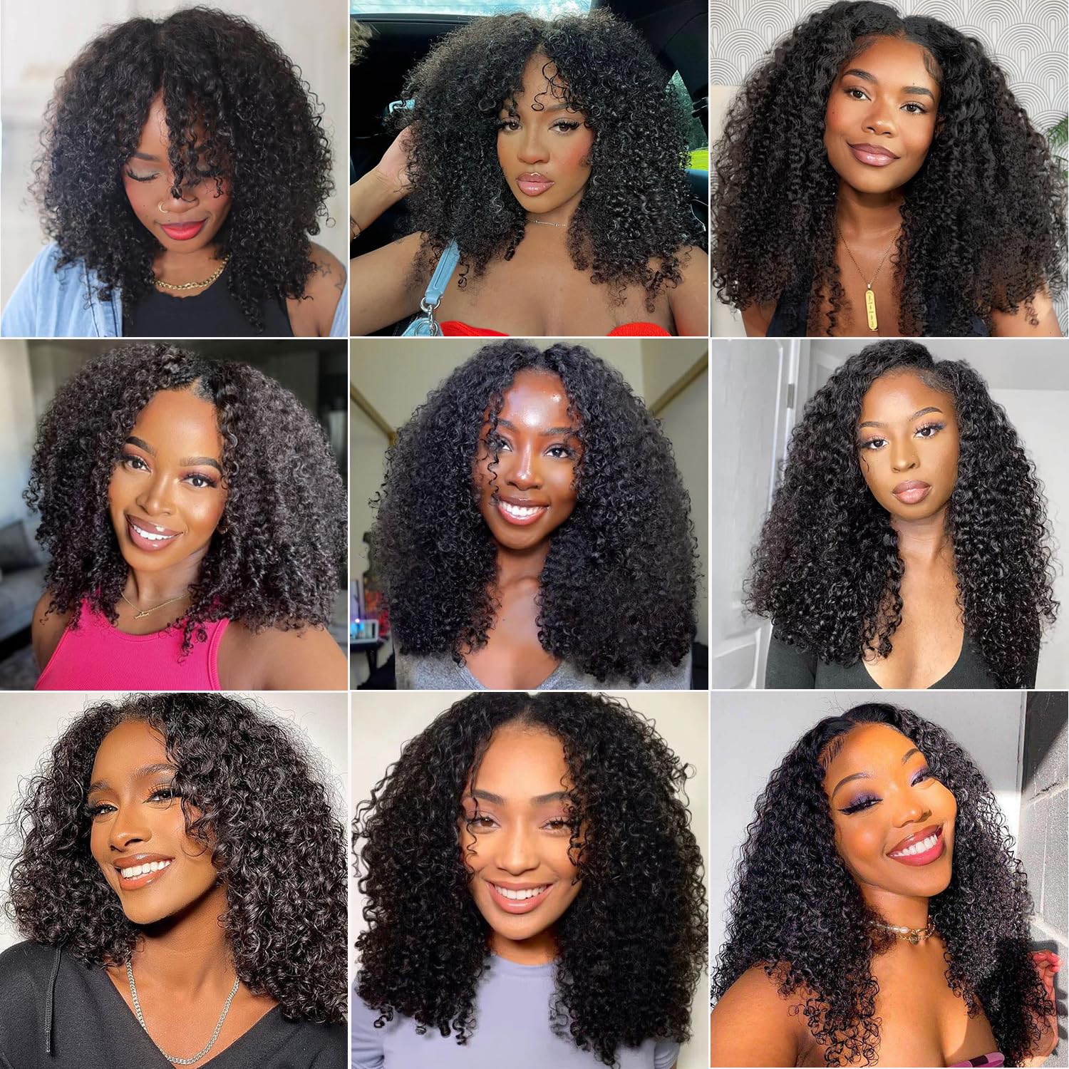 V SHOW Hair V Part Wig Human Hair Kinky Curly Upgrade U Part With Adjustable Drawstring 180% Density V Shape Clip In Half Wig For Women Natural Color 22 Inch