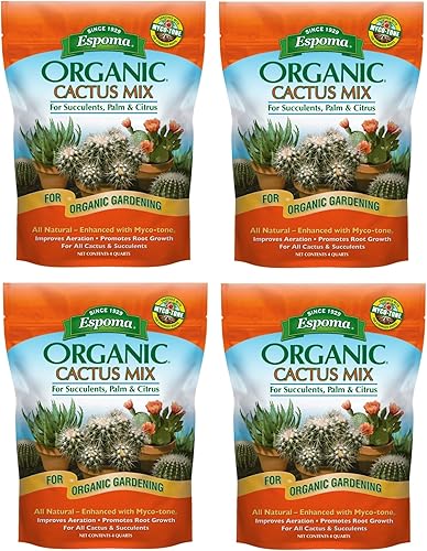 Espoma CA4 Mezcla de cactus orgánico de 4 cuartos de galón, paquete de 4