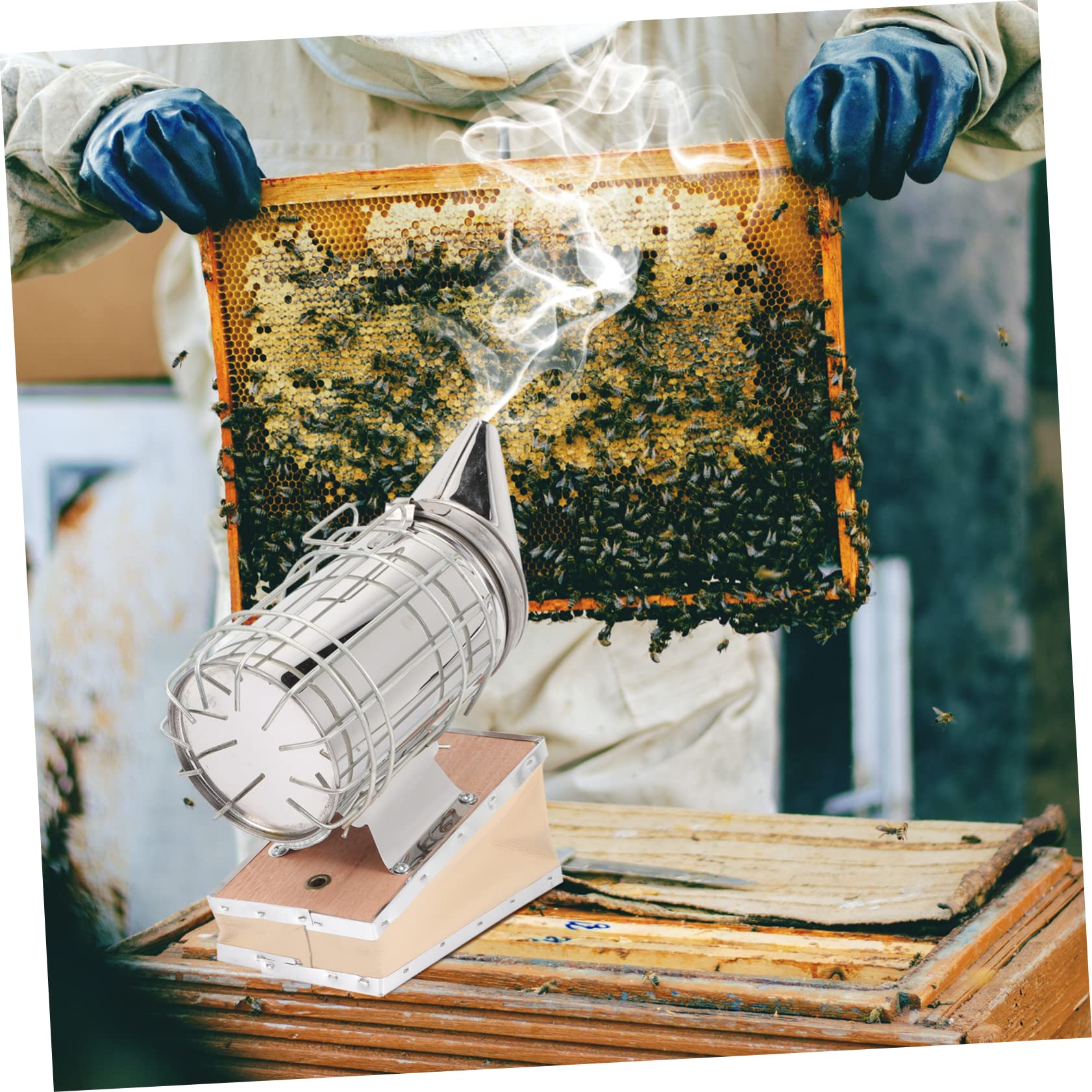 Kleiner Bienenstock Smoker aus Edelstahl mit Hitzeschild für Imker