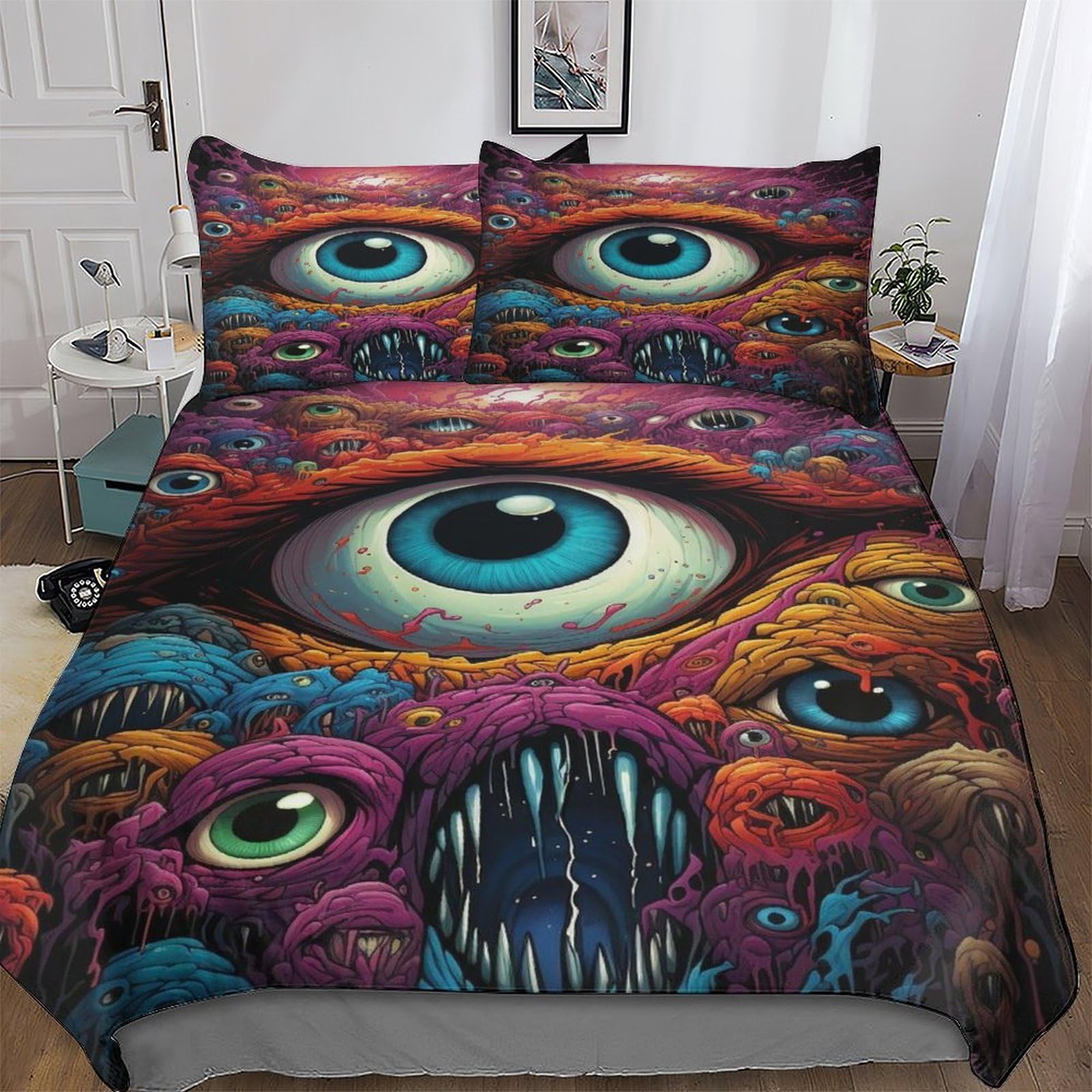 Parure de lit Art Eyes en microfibre pour une chambre moderne et cosy