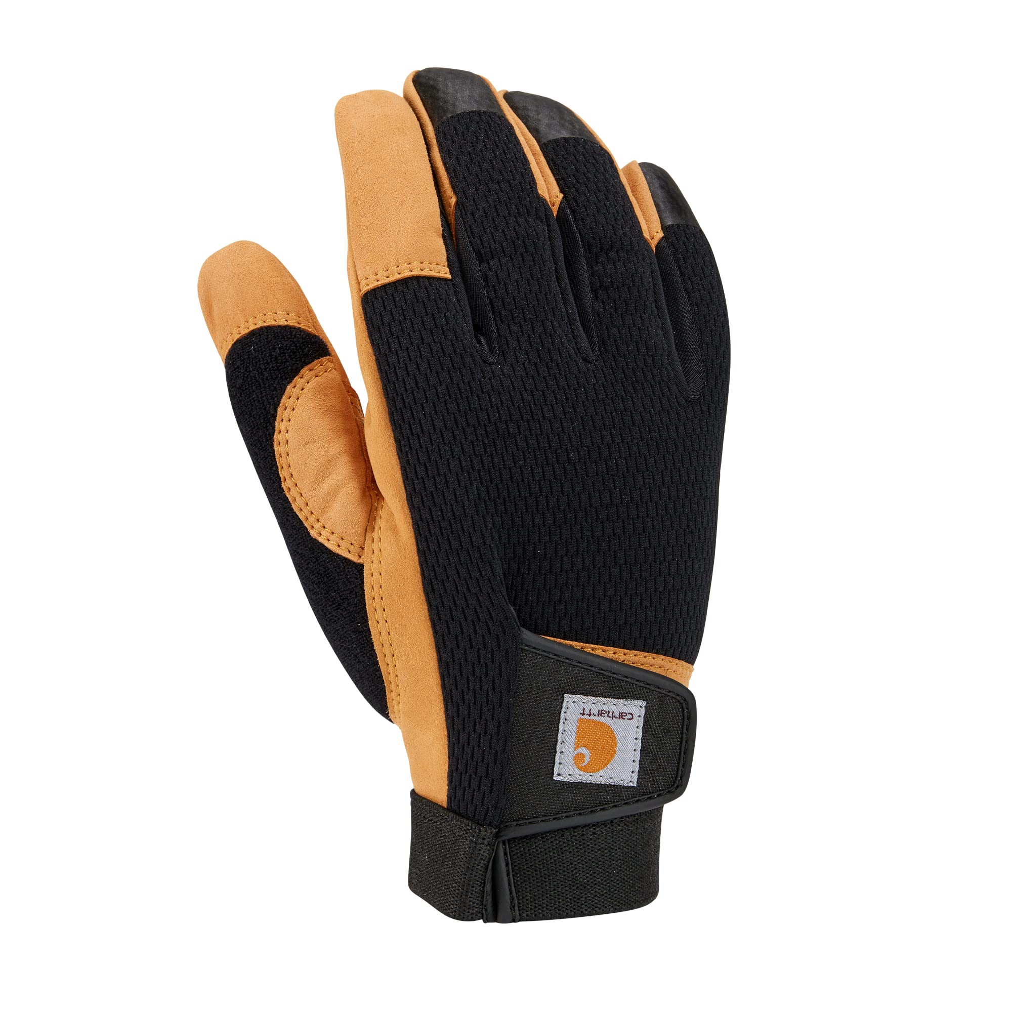Carhartt Men's Synthetic Leather High Dexterity Touch Sensitive Secure Cuff Glove Cold Weather, Black Barley, Small