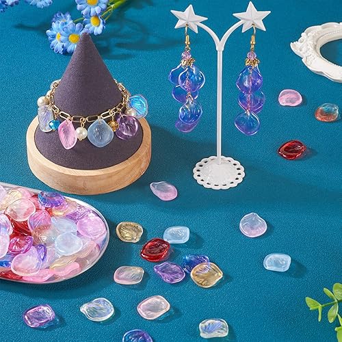Miniatura 112 de Craftdady Dijes de cuentas de hojas de arce transparentes, colgantes colgantes de adorno para colgar, bonitos dijes para collares, pulseras, Hoja