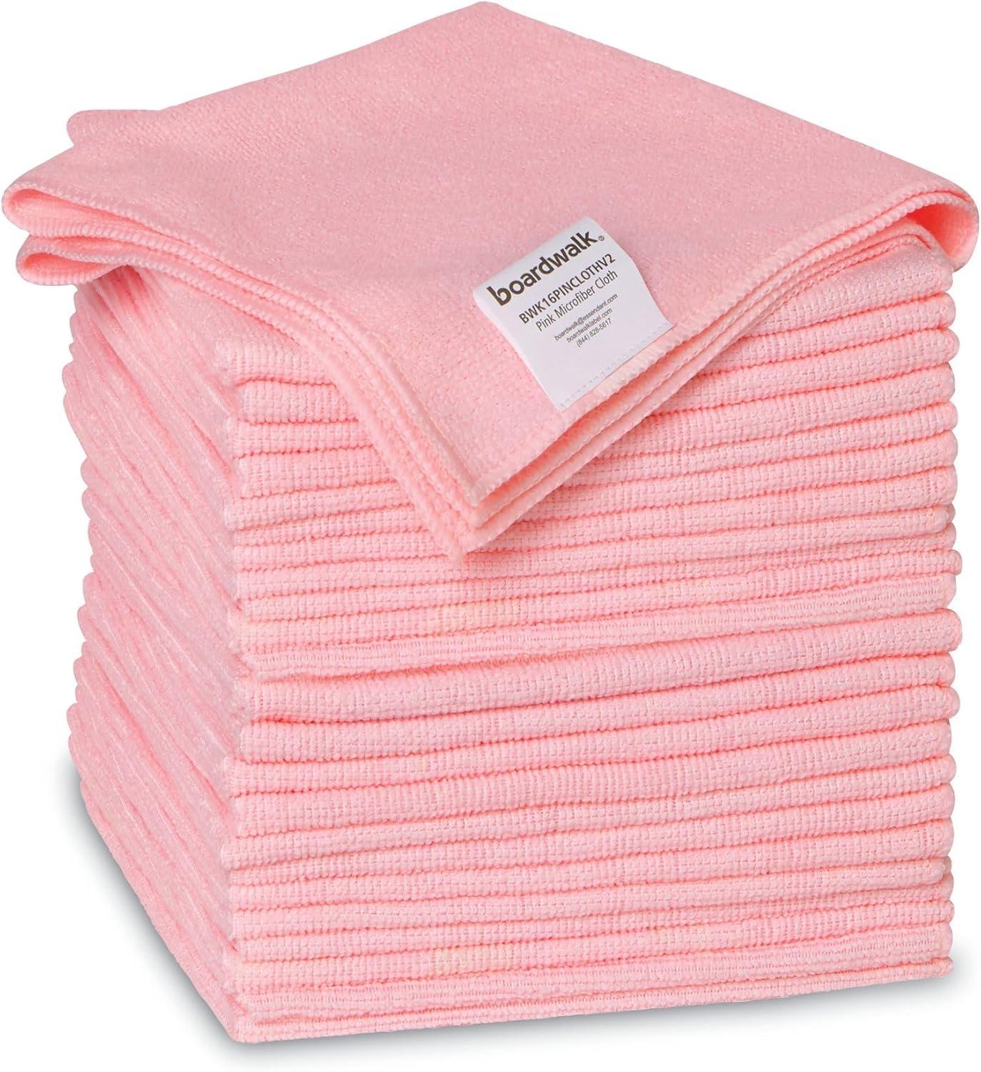 Boardwalk Microfiber Cleaning Cloths, 16 x 16, Pink, 24/Pack