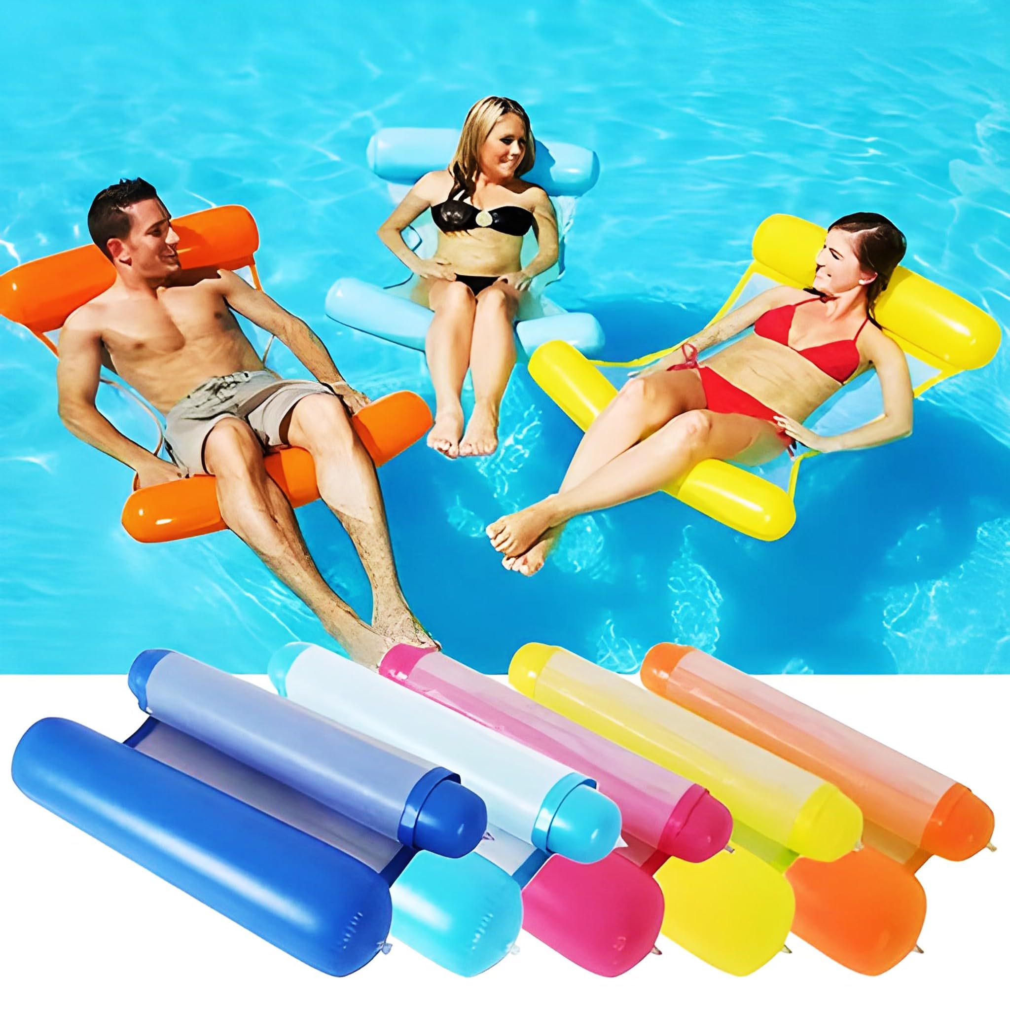 Bricoloco Hamac aquatique pour piscine et plage avec deux flotteurs pour tête et pieds