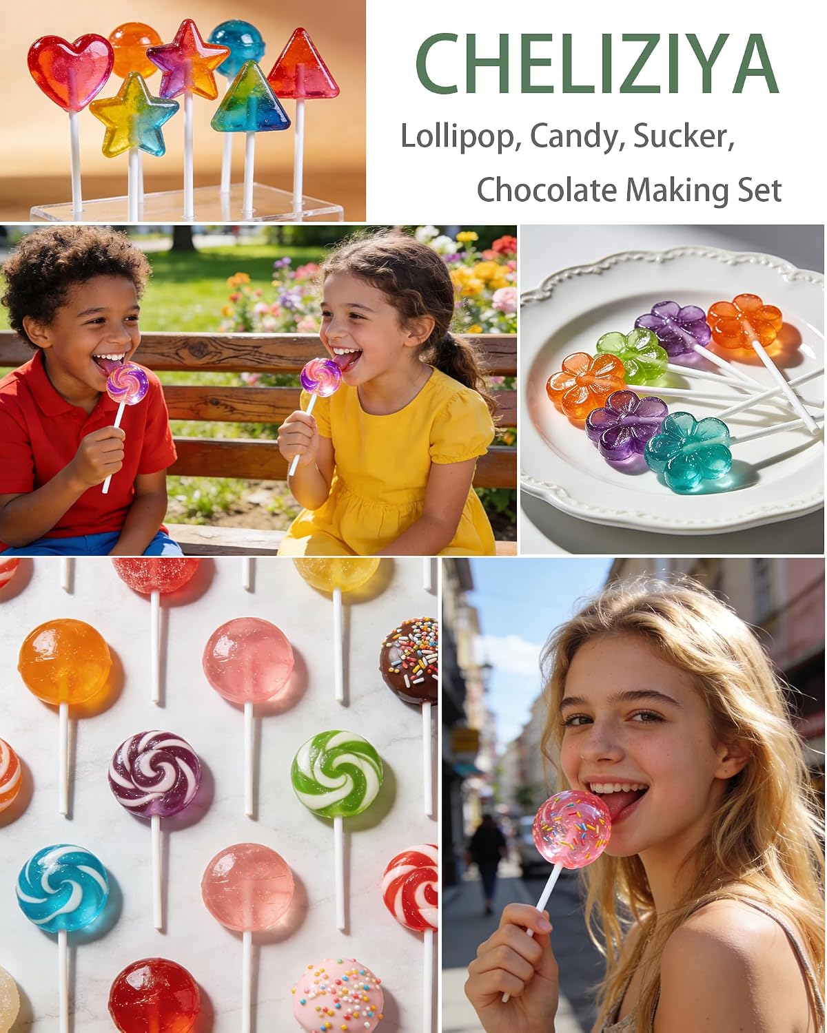 3.5mm 4-inch CHELIZIYA Paper Lollipop Sticks and Wrappers Set