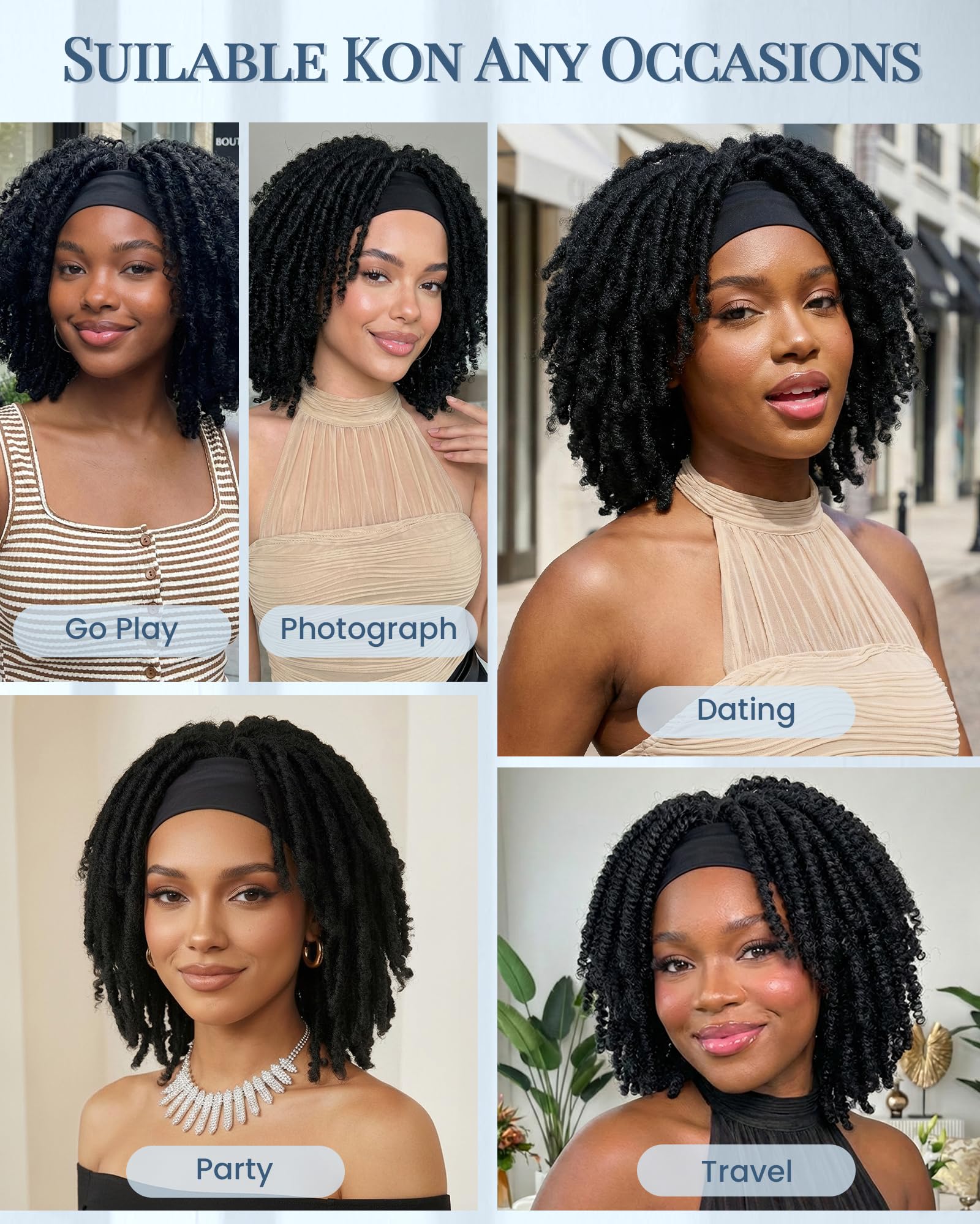 Braided Dreadlock Headband Wig with Synthetic Faux Locs