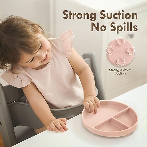 Miniatura 3 de Moonkie Suction Plates for Baby 100% Silicone BPA-Free Baby Plates with Lids and Food Cover Divided Design Microwave and Dishwasher Safe 2