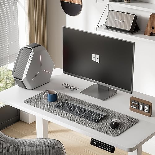 Vista 16 de Furmax Escritorio eléctrico de pie, escritorio ajustable de altura de 55 x 24 pulgadas con ruedas extraíbles, escritorio para computadora de oficina