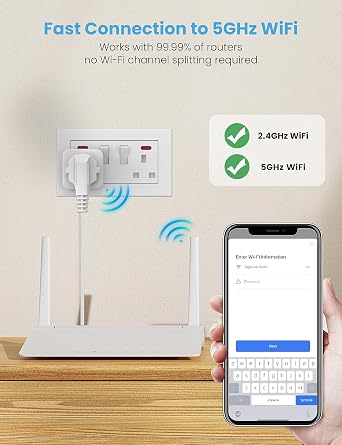 EIGHTREE 5GHz Smart Plug with Energy Monitoring, Smart Plugs that Work with Alexa Works with Alexa & Google Assistant & Smart Life APP, Wireless Remote Control Timer Plug Smart Home, 13A, 2990W