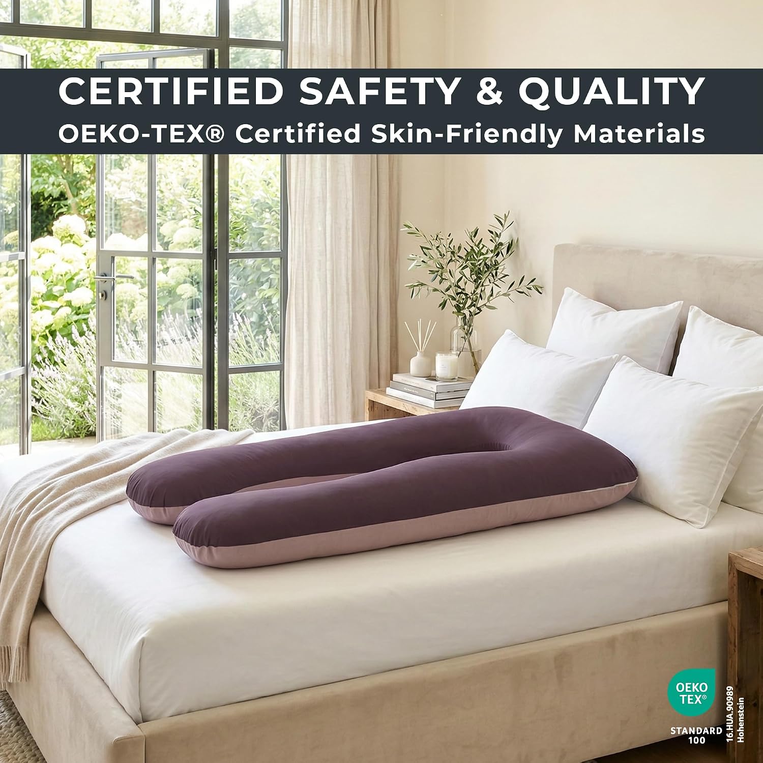 U Shaped Pregnancy Pillow Full Body Maternity Support for Back Belly and Hips Soft Microfiber Cover Side Sleeper Body Pillow Expecting Moms Gift 55 Inches Chocolate Beige