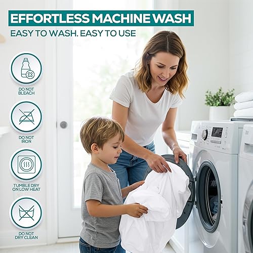 Miniatura 6 de Utopia Bedding Protectores de almohada impermeables (sin rellenos de almohada) con cremallera europea (paquete de 2, blanco), fundas de almohada