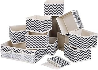 DIMJ Lot de 12 Boites de Rangement de Non-tissé, Rangement Tiroir Pliable et Respirant, Organisateur Tiroir Ideal pour Soutiens-Gorge, Chaussettes, sous-Vêtements, Cravates (Beige)