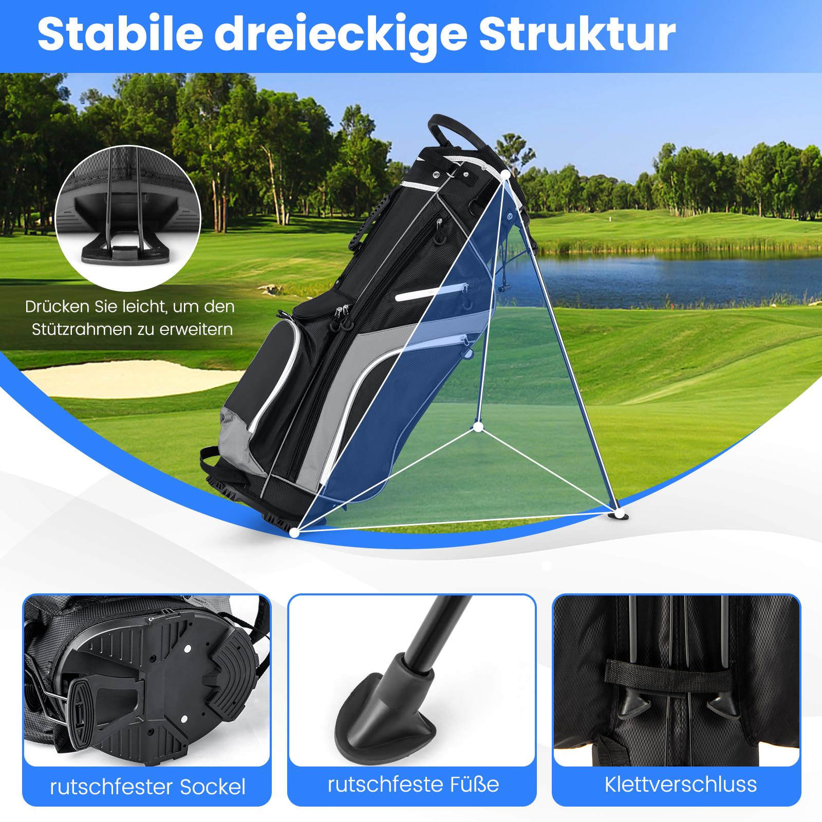COSTWAY Golf Bag, 6er/8er/14er Unterteilung Golf Stand Bag, Golf Trolley Bag Golftasche, leichte Pencil Bag tragbar für Männer & Frauen