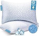 Cooling Memory Foam Pillows Queen Size Set of 2, Adjustable Shredded Foam Bed Pillows for Sleeping, Soft Support Pillows for Side & Back Sleepers with Breathable Dual-Sided Soft & Cooling Fabric