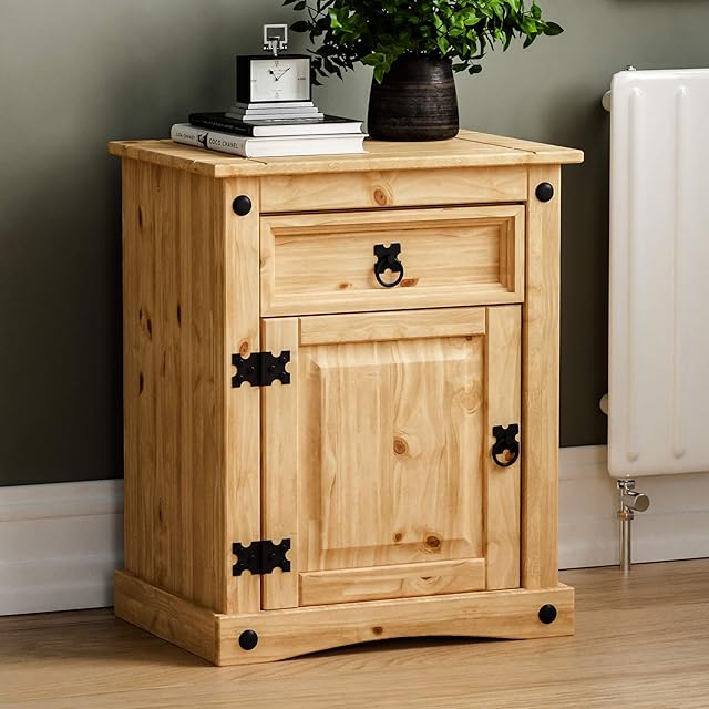 Amazon Brand - Movian Corona Bedside Cabinet, 1 Drawer 1 Door, Solid Pine Wood