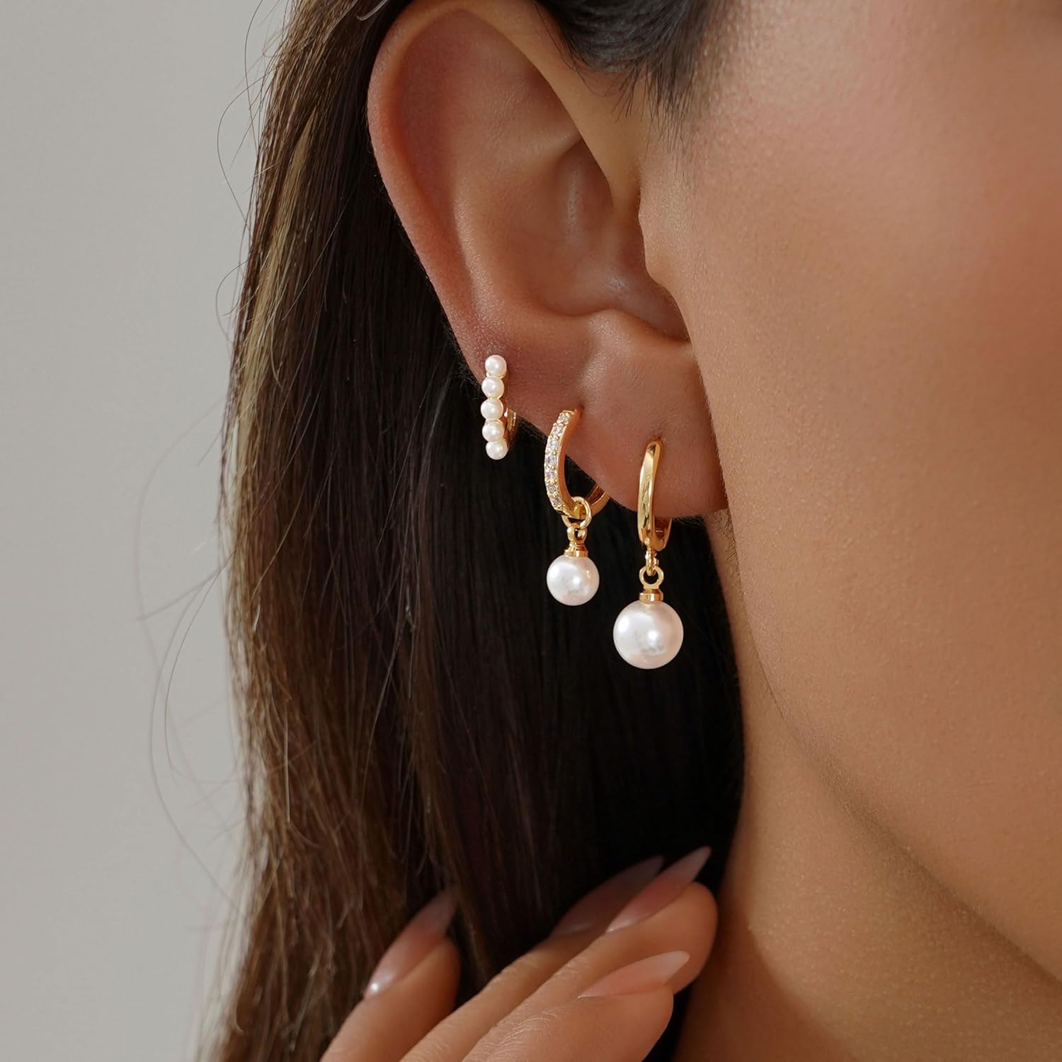 Gold Hoop Earrings Set for Women Trendy, 14K Gold Plated Hoops Huggie Earrings Dainty Cartilage Dangle Studs Cubic Zirconia Hypoallergenic Lightweight Jewelry - Image 4