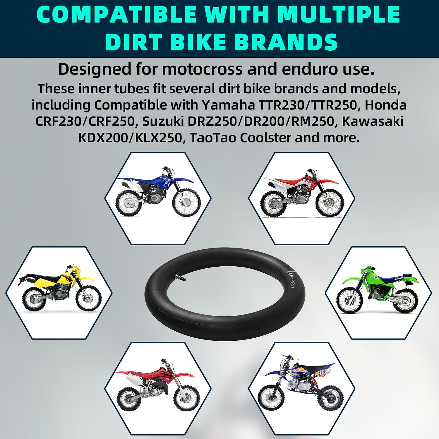 AR-PRO 4.10/4.50-18" Heavy Duty Dirt Bike Inner Tube with TR4 Straight Valve for 110/100-18,110/90-18,110/80-18,120/90-18,120/80-18,100/100-18 Motorycle Rear Tire (1-Pack)