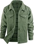 Mr.Stream Men's Snap Jean Jacket Western Cowboy Plaid Flannel Lined Work Denim Trucker Jackets