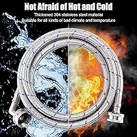 Vista 3 de 6 pies de mangueras premium de acero inoxidable para lavadora con codo de 90 grados, sin plomo, a prueba de explosiones, conexión NPT de 3/4