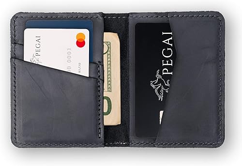 Vista 25 de PEGAI Personalized 100% Leather Bifold Wallet for Men with Credit Card Holder Minimalist Wallet for Men, Handmade Slim Wallet, Great as a Fathers