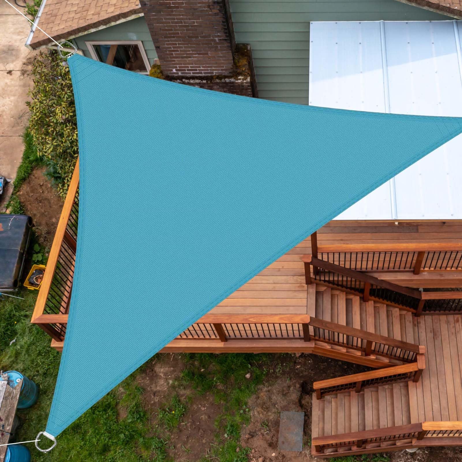 Voile d'ombrage extérieur triangulaire imperméable bleu 5m jardin