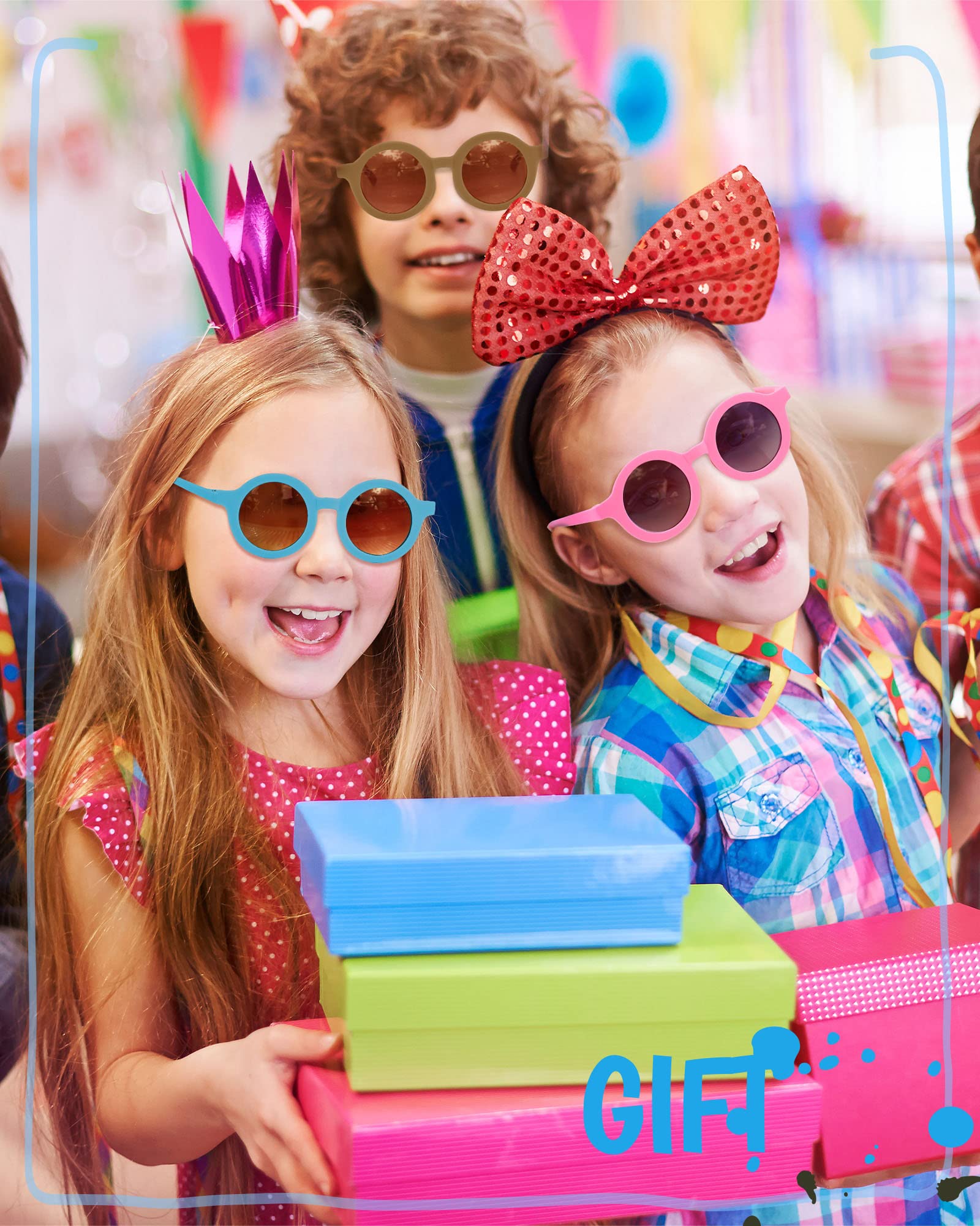 Xuhal 100 Paar Kinder-Sonnenbrillen, Partyzubehör, niedlich, rund, für Kleinkinder, Mädchen, Jungen, Alter 3–10 Jahre, Outdoor, Strand, Pool, Sommer