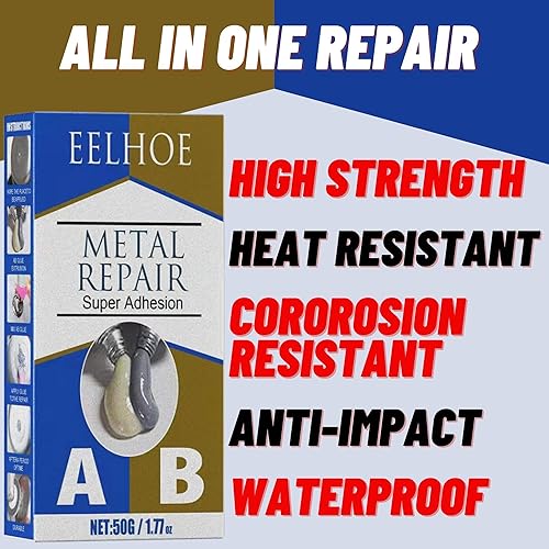 Miniatura 5 de Pegamento de metal, pegamento de reparación de metal fundido (A+B), pegamento resistente al calor de alta temperatura para metal, adhesivo de metal