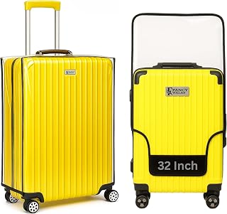 Suitcase Cover 32 Inch Trolley Bag Cover Transparent PVC Suitcase Bag Cover with Zipper Dustproof Waterproof & Cabin Bag A... — Luggage Covers