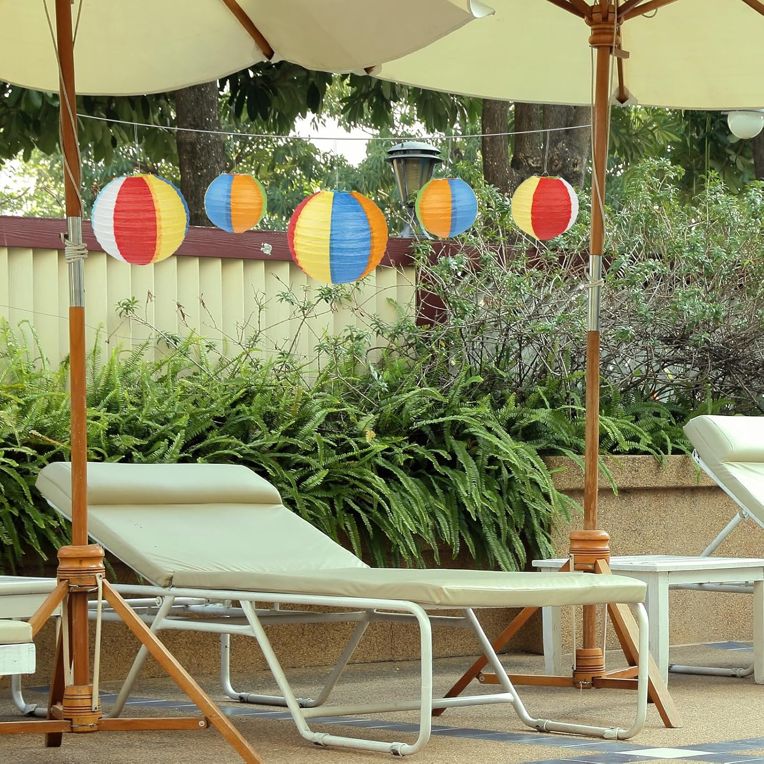 15Pcs Paper Lanterns Party Decorations for Luau Party，2 Size 8"+5.7" | Beach Ball Paper Lanterns Classroom Outdoor Decor, Decorative Summer Hanging Paper Lanterns(8pcs 8" + 7pcs 5.7")
